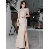 Ebbgo  -  Evening dress bridal dresses women's banquet lace temperament Grey light luxury Pearl l0893