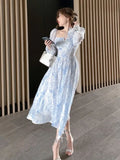 Ebbgo  Women Summer Casual Elegant Midi Dress Ladies Vintage Long Sleeve Party Vestidos Female Holiday Clothes