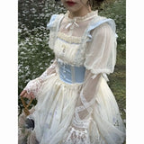 Ebbgo  -  Lolita Dress JSK Fairy Full Fall/Winter Dream Doll Bow Lace Ruffled Kawaii Princess Dress Purple Blue