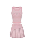 Ebbgo  - Skinny Knit With Tank Top A-line Skirt Two-piece Set Summer New Suit Party Korean Elegant Lady Style