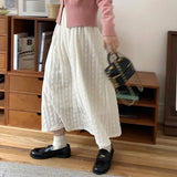 Ebbgo   Spring Summer Women Chiffon Lace Skirts High Waist Elastic Y2K Aesthetic Casual Solid Loose A-lineSkirt