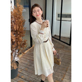 Ebbgo  -  Elegant Korean Fashion Mini Dress y2k Autumn Ladies Aesthetic Lace Long-sleeved Dresses Fashion Temperament Dress