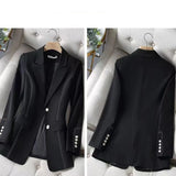 Ebbgo  -  Luxury New White Suit Jacket Women Black Blazer Slim Long Sleeve Chic Korean Coats Spring Autumn Jacket Designer Clothing