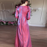 Ebbgo  -  Elegant Loose Belted Flare Sleeve Party Dress Lady O-Neck Long Sleeve Club Dresses New Women Spring Fashion Chic Flashing Dress