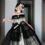 Ebbgo  -  Lolita Original Design Gothic Church Flower Wedding Large Dress Hem Lolita Long Dress Dark Gorgeous Dress Female