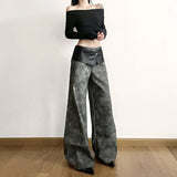 Ebbgo  Classic Vintage All-match Casual Trendy Cool Youth Vitality Women's Patchwork Gender-free Wide Leg Pants Trousers