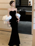 Ebbgo  -  Sexy Backless Wedding Evening Party Dress Women Elegant Sleeveless Birthday Velvet Robe Spring Summer Lady Clothes Vestidos