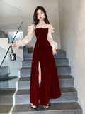 Ebbgo  -  Dress For Ball Gown Evening Dresses Flower Banquet Red Evening Dress H2112