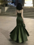 Ebbgo  -  French High-end Design Sling Backless Waist Slim-fit Bag Hip Pleated Bow Fishtail Long Dress Banquet Evening Dress