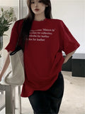 Ebbgo  Tees Women Lazy Style Printed Loose Shoulder Pads New Casual Letter Summer Chic Oversize All Match T-Shirts