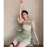 Ebbgo  French Kikyo Unique and Beautiful Top Super Beautiful Small Fragrant Sweet and Spicy Two-piece Suit Skirt for Women's summer