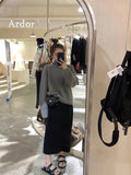 Ebbgo  -  Sweet Hot Girl Knitted Long Skirt for Women's Autumn and Winter High Waist Mid-length Hip Wrap Skirt Fashion Female Clothes