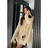 Ebbgo  Women's Fashion New Style Sense of Design Ripped Loose Knitted Top Comfortable Temperament Versatile Sweater Autumn and Winter