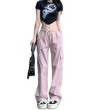 Ebbgo  -  Pink Overalls Pants Children's Summer High Waist Loose Corset Casual Pants Wide Leg Mop Pants Trend