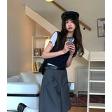 Ebbgo  Suit Shorts Women's Clothing Summer New High Waist Self Cultivation Versatile Shorts Premium Grey Casual Wide Leg Straight Pants