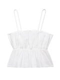 Ebbgo  -  White Pleated Slip Backless Cropped Tops Women Beach Straps Off Shoulder All-match Lady Camis Summer Sleeveless Streetwear