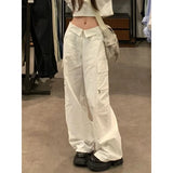 Ebbgo  -  Y2k Streetwear White Cargo Pants Women Hippie Oversize Jogger Korean Style Wide Leg Trousers Harajuku Fashion Kpop Girl