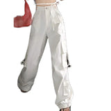 Ebbgo  -  Hollow Lace Casual Pants Loose Wide Leg Overalls Summer Hot Girls Mop Pants White Pants Women