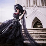 Ebbgo  -  Black Flowers Wedding Lolita Dress Meet The Princess Classic Daydream Whisper Lolita Original Red Rose Gothic Flower