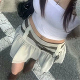 Ebbgo  Korean Sexy Mini Pleated Skirt for Summer Women's Skirts with Belt 2024 New Fashion High Waist Solid Sexy Short Skirt for Female