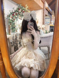 Ebbgo  -  Summer Rose Story Pink Blue White Lolita Dress Sweet Girl Princess JSK Lace-up Big Bow With Tail Kawaii Birthday Party Daily