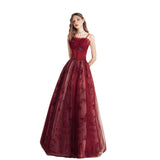 Ebbgo  -  Bride dresses gala party dress Red Banquet Long Simple wine red ball gown H882