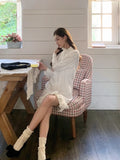 Ebbgo   Spring French Elegant White Mini Dress Women Causal Vintage Even Party Dress Office Lady One Piece Dress Korean Style