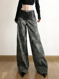 Ebbgo  Classic Vintage All-match Casual Trendy Cool Youth Vitality Women's Patchwork Gender-free Wide Leg Pants Trousers