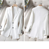 Ebbgo  -  Luxury New White Suit Jacket Women Black Blazer Slim Long Sleeve Chic Korean Coats Spring Autumn Jacket Designer Clothing