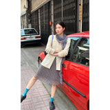 Ebbgo  Vintage Plaid Midi Skirt Women Fashion 90s Aesthetic High Waist Knee-length A-line Skirt Y2k Korean Style Streetwear