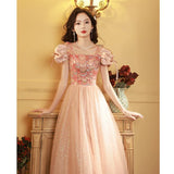 Ebbgo  -  Dinner dress pink party evening gown floral princess L0560