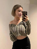 Ebbgo  -  New Autumn Fashion Knitted Crop Tops Women Solid Turn-Down Collar Long Sleeve Zipper Sweater Female Streetwear Slim Cardigans