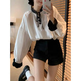 Ebbgo  Sweet Elegant Women Blouses Vintage Preppy Style Chic Korean Youth Fashion Long Sleeve Shirts Kawaii Loose Female Tops