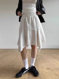 Ebbgo Harajuku Simple White Skirt for Women Spring Irregular Mid-length Tassel Skirts Y2k E-Girl High Waist A-line Faldas Mujer