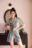 Ebbgo   -  Summer Women Short Sets Korean Style Fashion Elegant New Shirt Sets Casual 2 Piece Sets Women's Suit Outfit