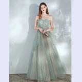 Ebbgo  -  Evening Dress Prom dresses Dinner Mint green Host Temperament Lace off shoulder flower long gown H829