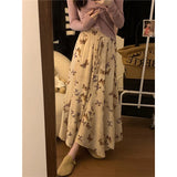 Ebbgo  Lace Up Summer High Waist Slim A-line Butterfly Skirts Vintage Faldas Mujer 2024 Maxi Irregular Skirt Beach Y2k Korean Style