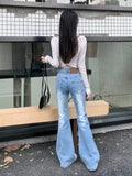 Ebbgo  High Waist Flare Jeans Y2k Women Spring Summer Streetwear Bell-bottomed Pants Woman Korean Fashion Slim Denim Trousers