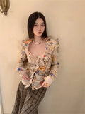 Ebbgo  -  Women's Butterfly Print Shirts Blouses Streetwear Vintage Harajuku 90s Y2k 2000s Fashion Elegant Long Sleeve Shirt Top Clothes