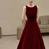 Ebbgo  -  Evening Dresses red silk minimalism velet gown Wine Party L0731