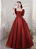 Ebbgo  -  Vintage Elegant Quinceanera Dresses Woman French Style Puff Sleeve Floor length Dress Summer Fashion Solid