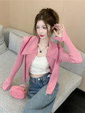 Ebbgo  -  New Doll Collar Women's Knitted Sweater Cardigan Outerwear Autumn Harajuku Style Zipper Design Short Top