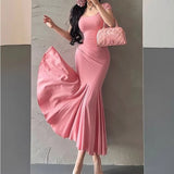 Ebbgo  Long and Flowing Dress for Women with Pure Atmosphere, French-style Pleating, and Hourglass Waistline