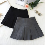 Ebbgo  Korean Fashion Gray Pleated Skirt Women Vintage Cute High Waist Sexy Mini Skirts Kawaii Preppy Style Summer Streetwear