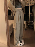 Ebbgo  -  Small Khaki Pants Women's High-Waisted Loose Wide Leg Pants Slim Overalls In Autumn And Winter Drop Casual Pants