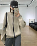 Ebbgo  -  outfit ideas New Autumn And Winter Cashmere Zipper Cardigan Women's Loose Cashmere Sweater Cardigan Female Coat