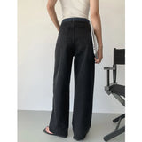 Ebbgo  Summer Black Vintage Thin Jeans Fashion High Waist Baggy Straight Pants High Street Casual Wide Leg Mopping Denim Trouser Ladies