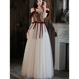 Ebbgo  -  Ball gown Bridal High-End off-Shoulder Red Evening Dress for Court Banquet Engagement Princess Pettiskirt H909P02