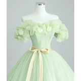 Ebbgo  -  Dinner Dresses gala Light Green Off Shoulder Evening Gown Maxi long Ball dress birthday party Fairy skirt H127