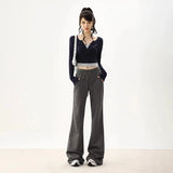 Ebbgo  American Fashion Design Sense Autumn and Winter Sports Pants Women Y2K Dropping Sports Pants Wide Leg Casual Straight Leg Pants